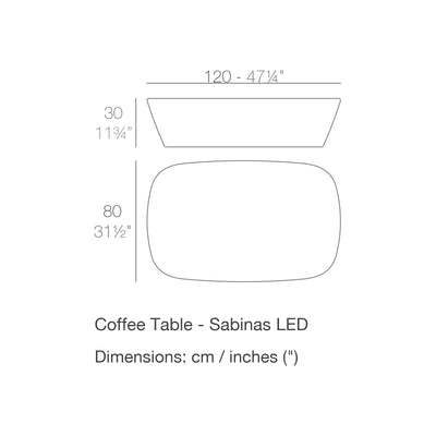 Dimension drawing Coffee Table - Sabinas LED