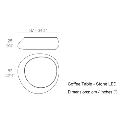 Dimension drawing Coffee Table - Stone LED
