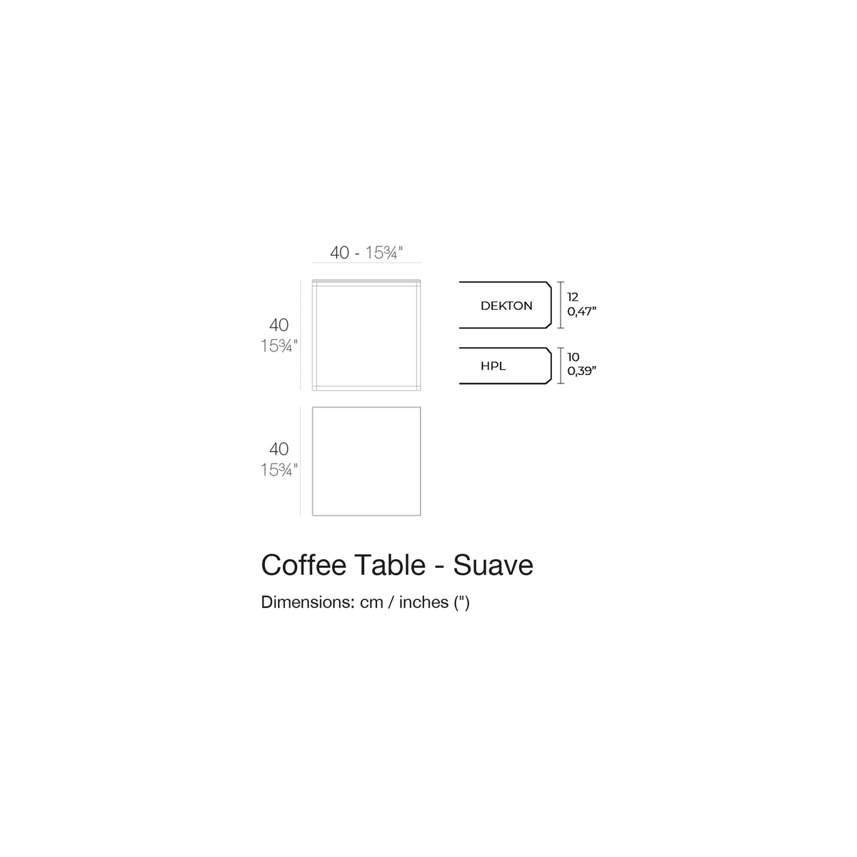 Dimension drawing Coffee Table - Suave