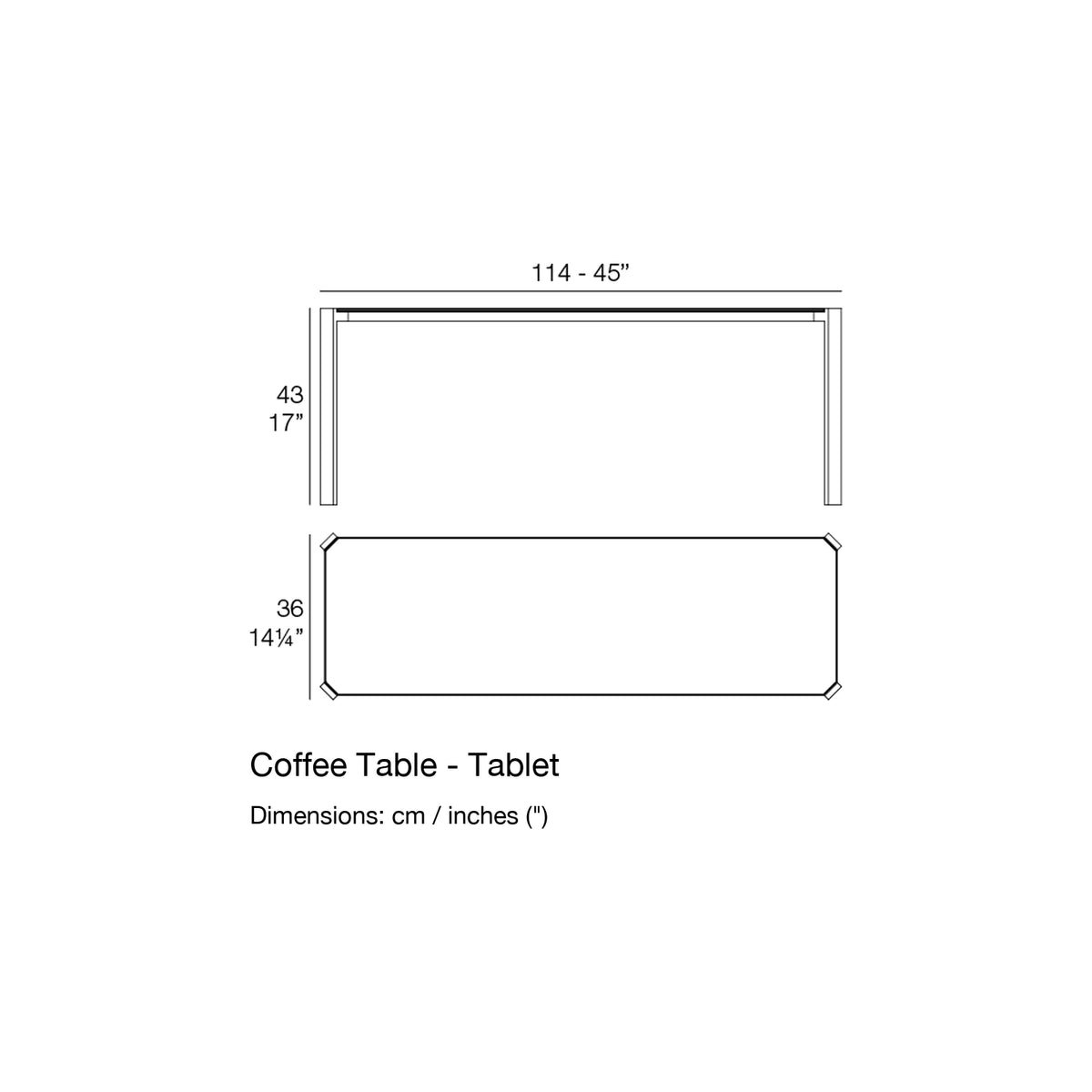 Dimension drawing Coffee Table - Tablet