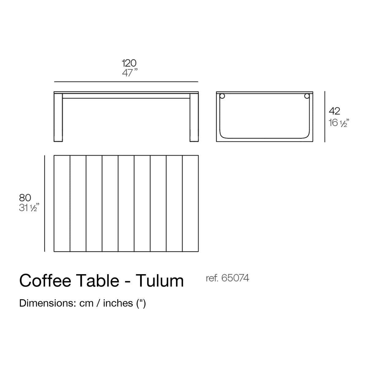 Dimension drawing Coffee Table - Tulum