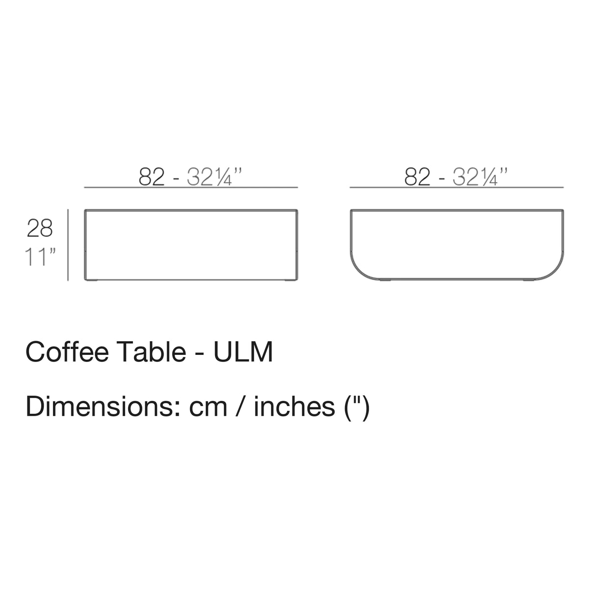Dimension drawing Coffee Table - ULM
