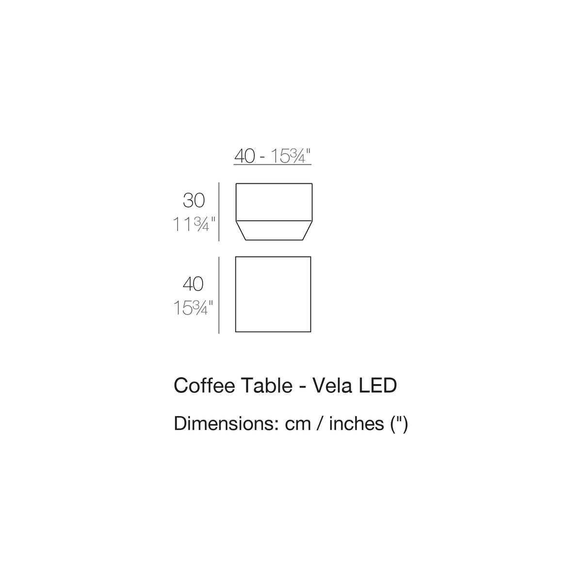 Dimension drawing Coffee Table - Vela LED