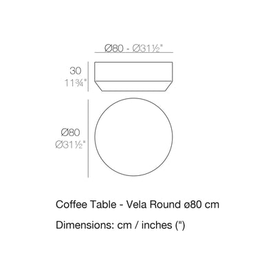 Dimension drawing Coffee Table - Vela Round ø80 cm