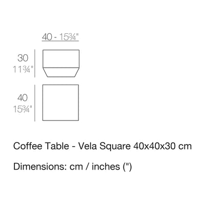Dimension drawing Coffee Table - Vela Square 40x40x30 cm