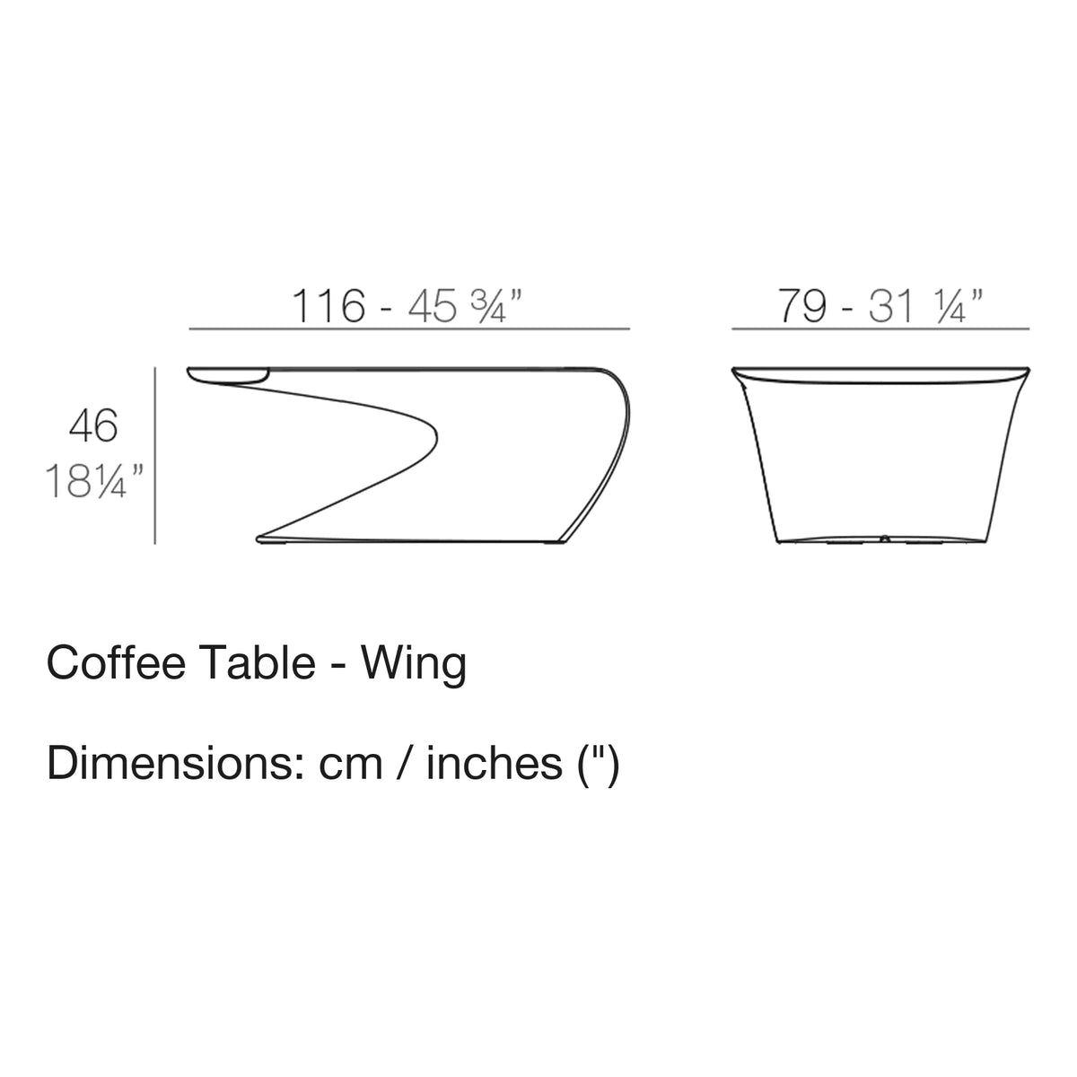 Dimension drawing Coffee Table - Wing
