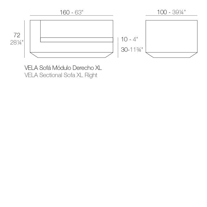 Collection Vela Module Droit Taille 100x100x72 cm Vondom - 2
