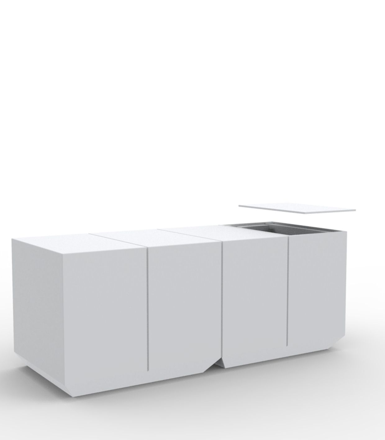 Comptoir Traiteur Collection Vela avec Bac à Glaçon Finition Mate Couleur Blanc Vondom