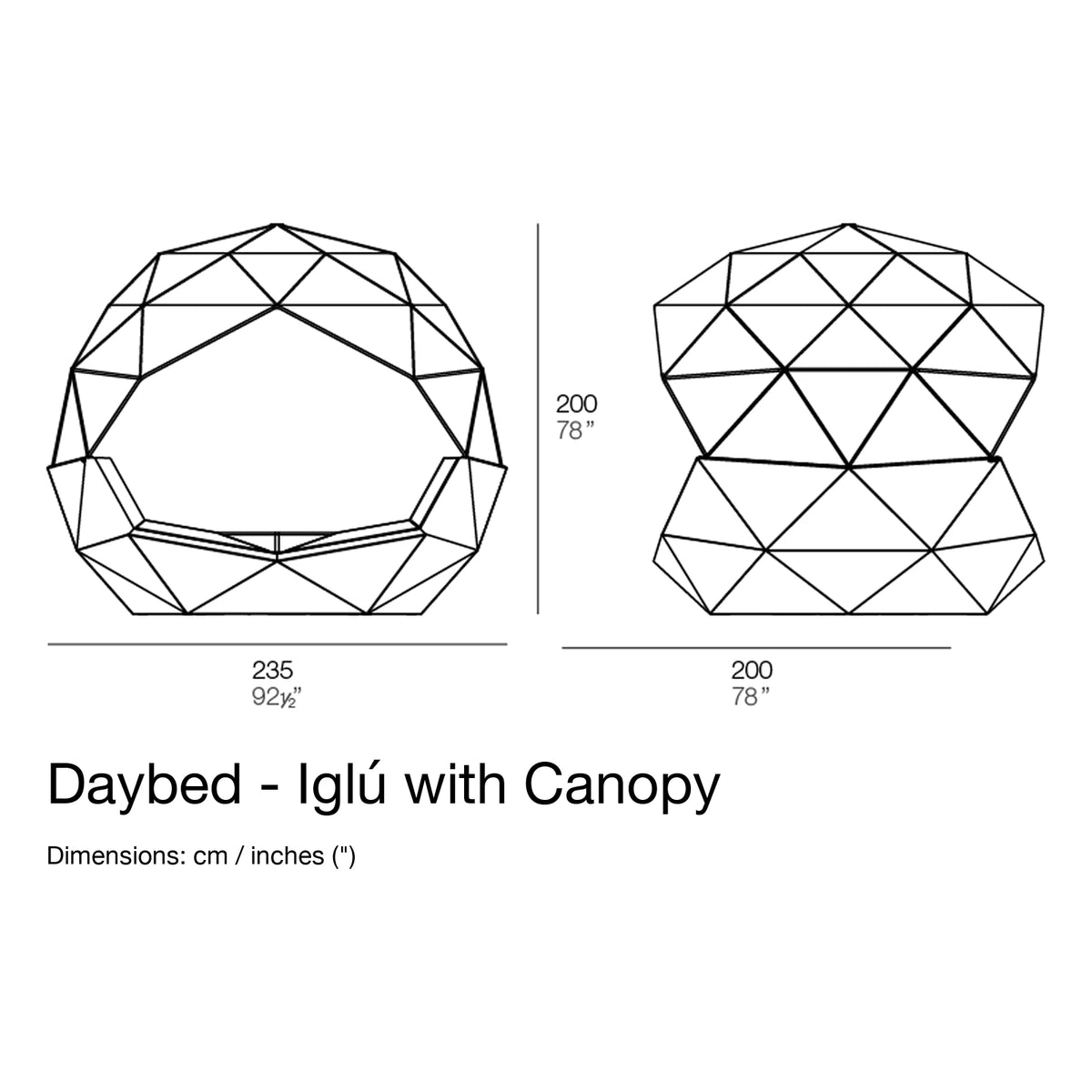 Dimension drawing Daybed - Iglú with Canopy