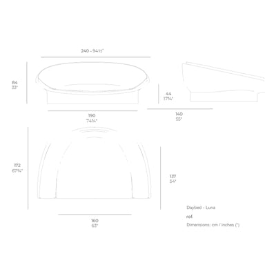 Dimension drawing Daybed - Luna