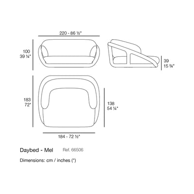 Dimension drawing Daybed - Mel
