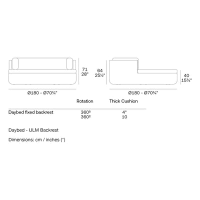 Dimension drawing Daybed - ULM Backrest