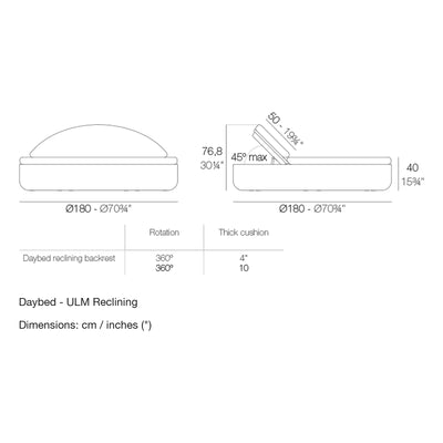 Dimension drawing Daybed - ULM Reclining