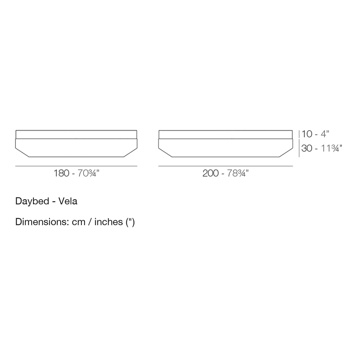Dimension drawing Daybed - Vela
