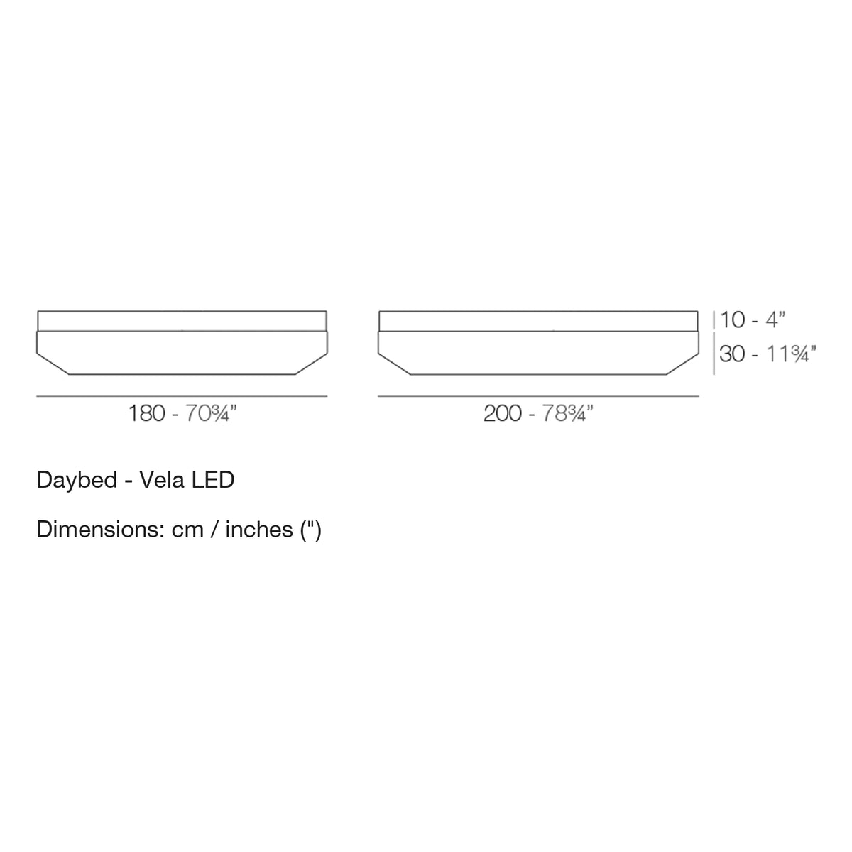 Dimension drawing Daybed - Vela LED