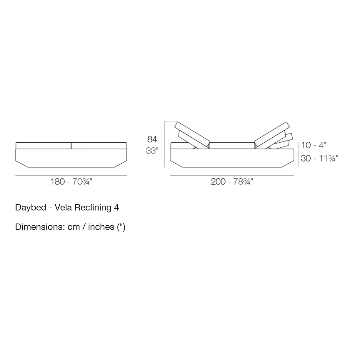 Dimension drawing Daybed - Vela Reclining 4