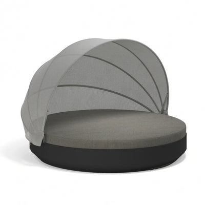 Lit de Jardin Rond avec Parasol Couleur structure Noir - Collection Vela Vondom