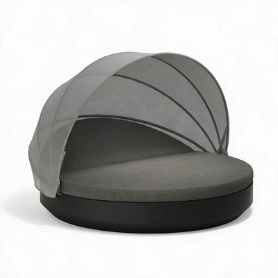 Lit de Jardin Inclinable avec Auvent Couleur structure Noir - Collection Vela Vondom