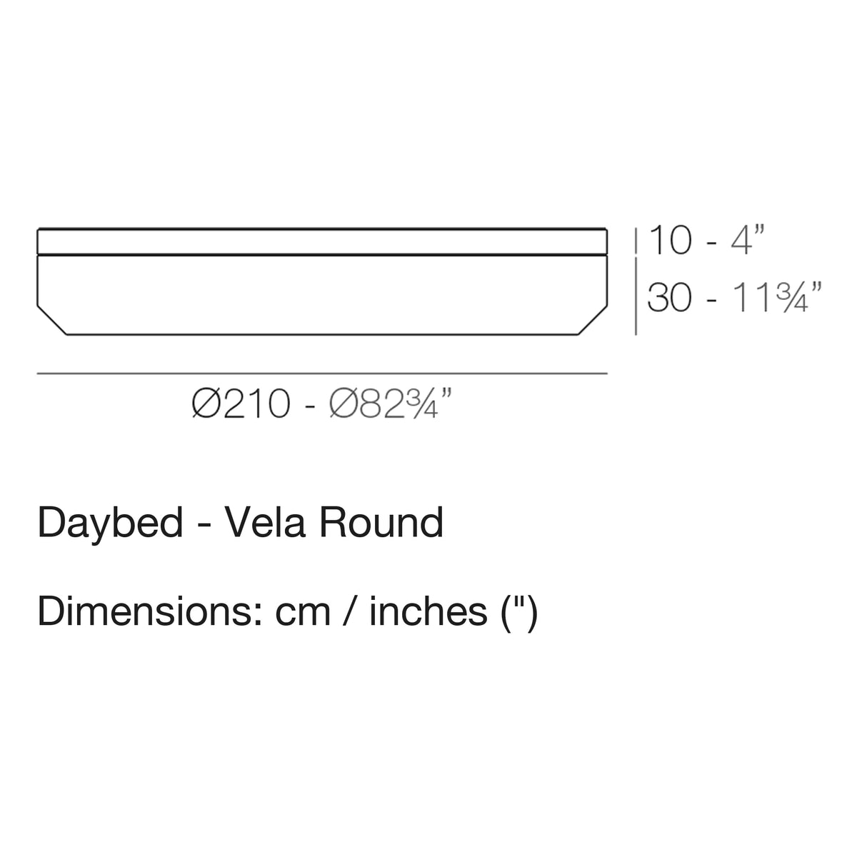 Dimension drawing Daybed - Vela Round