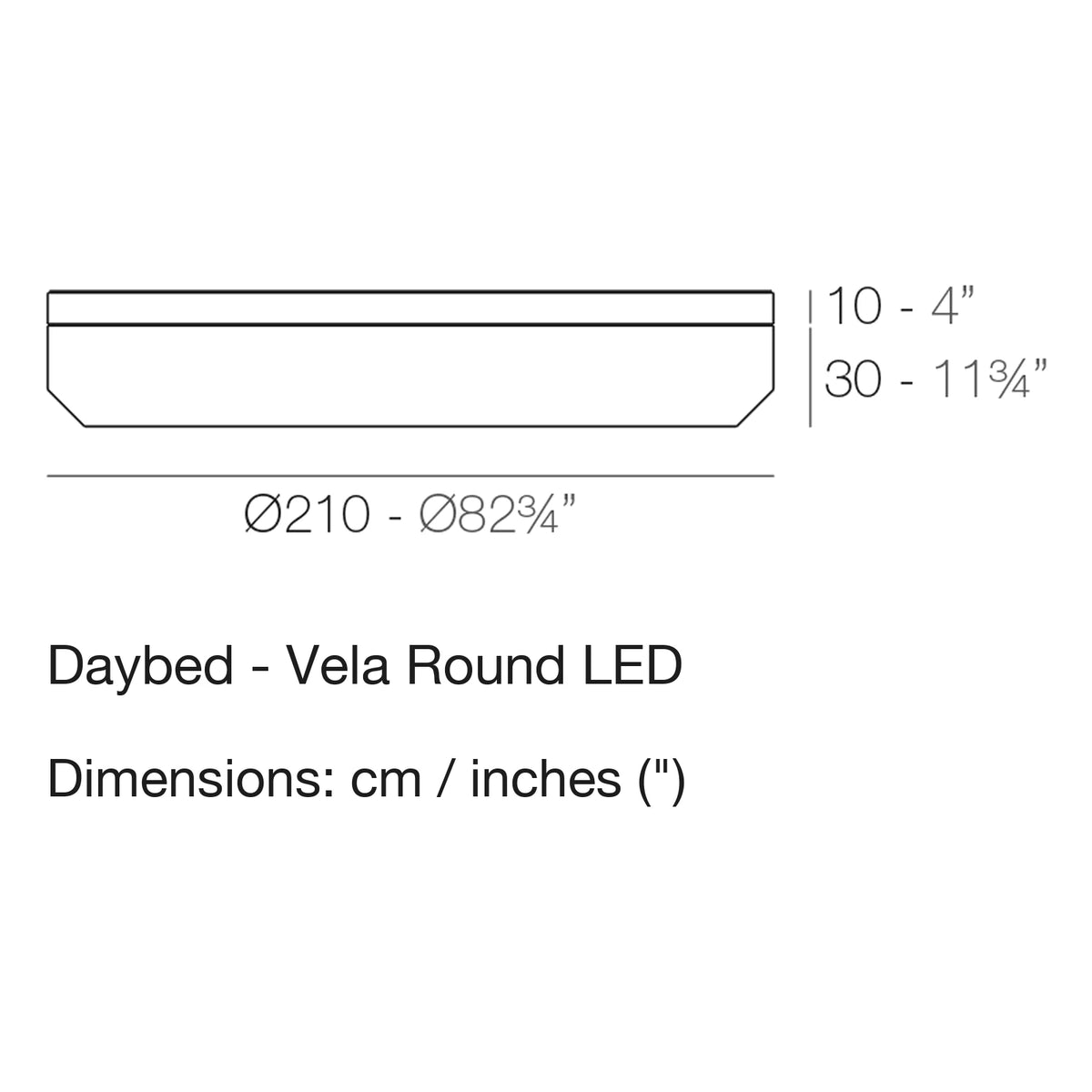 Dimension drawing Daybed - Vela Round LED