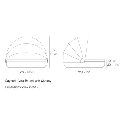 Dimension drawing Daybed - Vela Round with Canopy