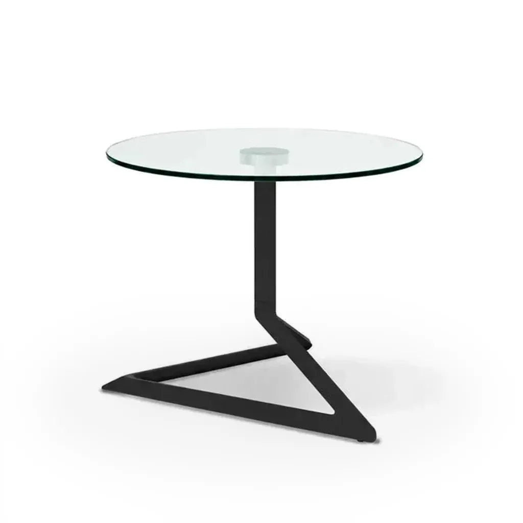 Table basse Delta ronde, socle aluminium noir
