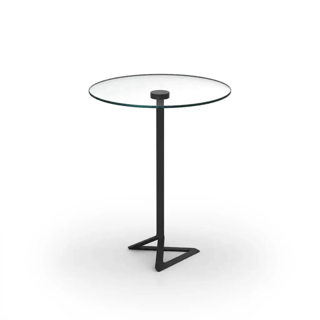 Table haute Delta ronde, socle aluminium noir