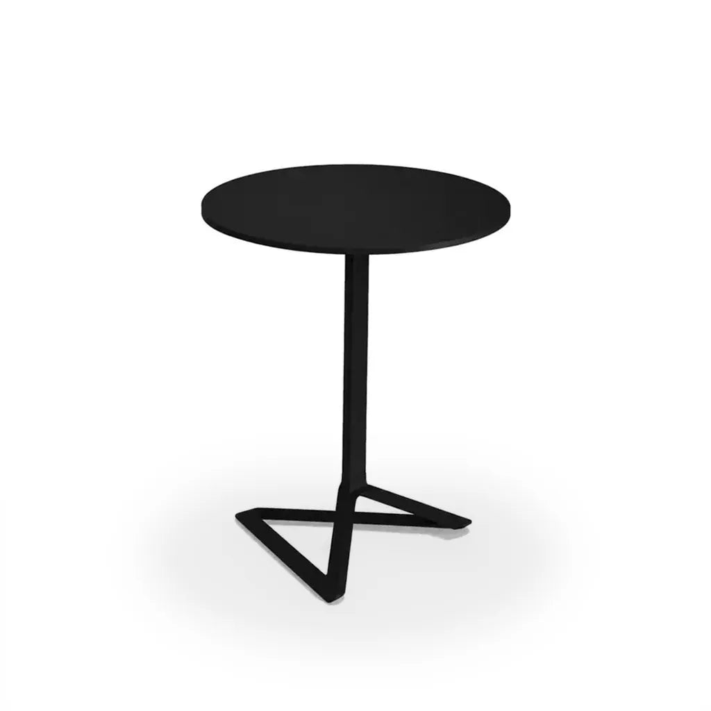 Table Delta ronde, piètement aluminium noir