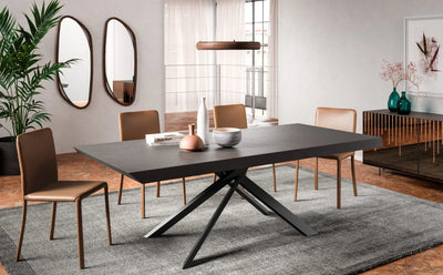 table ovale avec pied croisé métallique