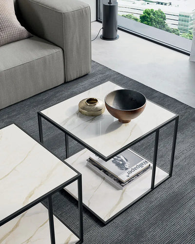table basse carre 2 niveau