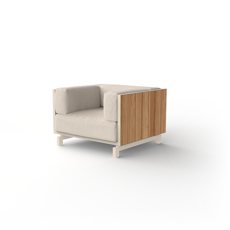 Fauteuil de Jardin Design en Bois Finition panneau Bois de teck naturel - Collection Vineyard Vondom