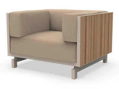 Fauteuil Vineyard Vondom, panneau en bois de teck naturel, structure aluminium écru