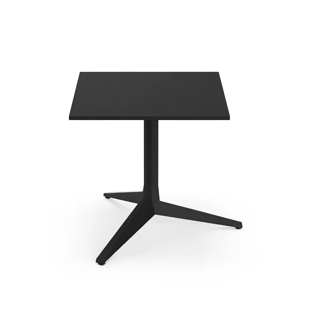 Table basse Faz Inox carrée, piètement aluminium noir