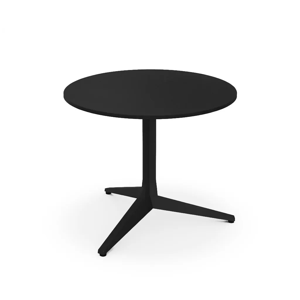 Table basse Faz Inox ronde, piètement aluminium noir