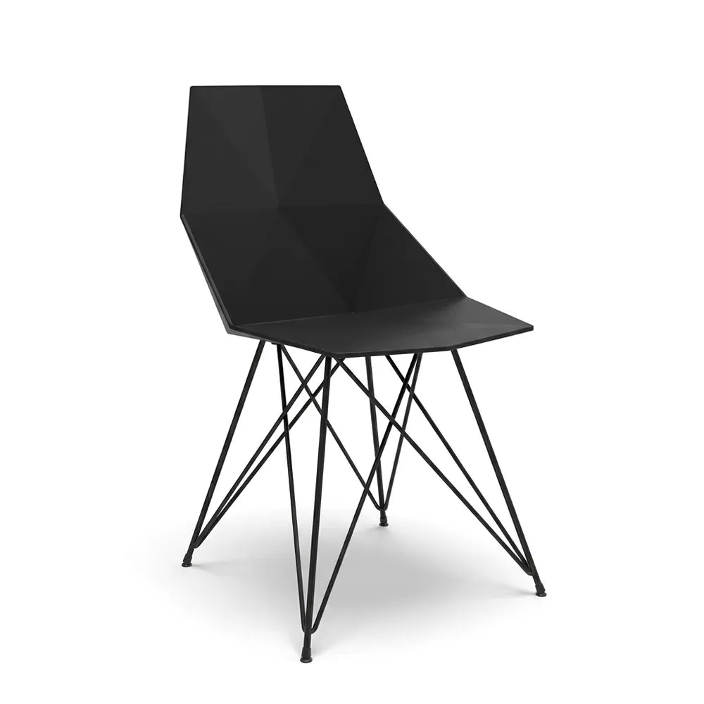 Chaise Faz Inox Vondom sans accoudoirs, dossier noir, pied noir