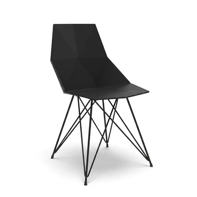 Chaise Faz Inox Vondom sans accoudoirs, dossier noir, pied noir
