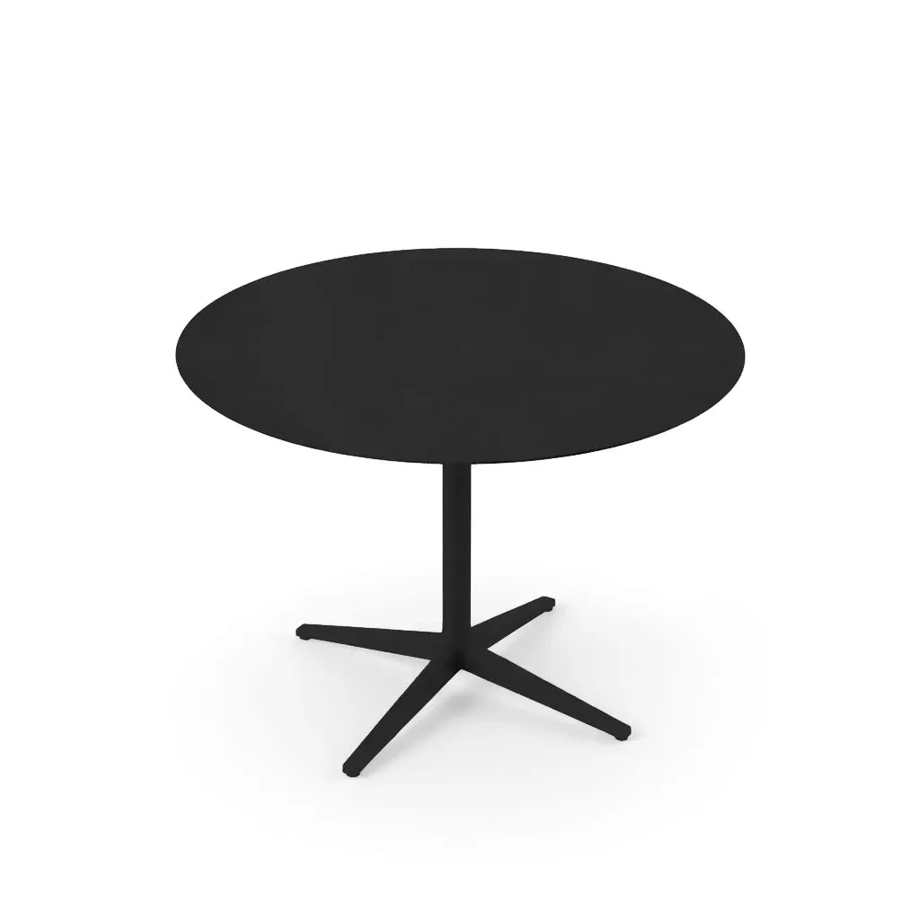 Table Faz Inox ronde 4 branches, piètement aluminium noir