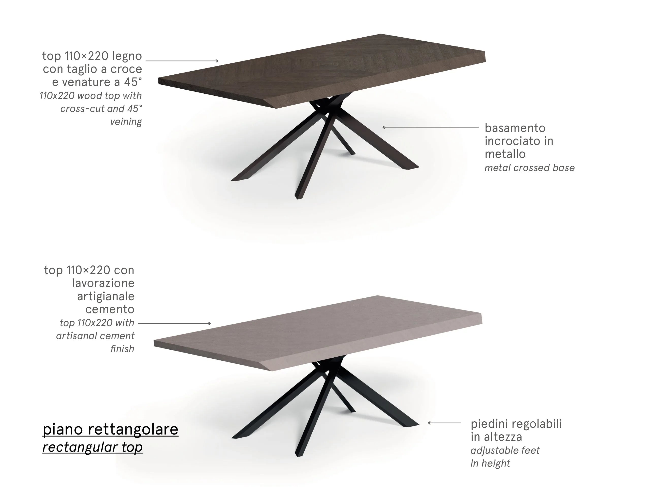 table ovale avec pied croisé métallique