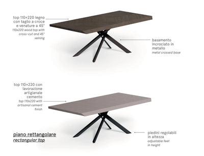 table ovale avec pied croisé métallique