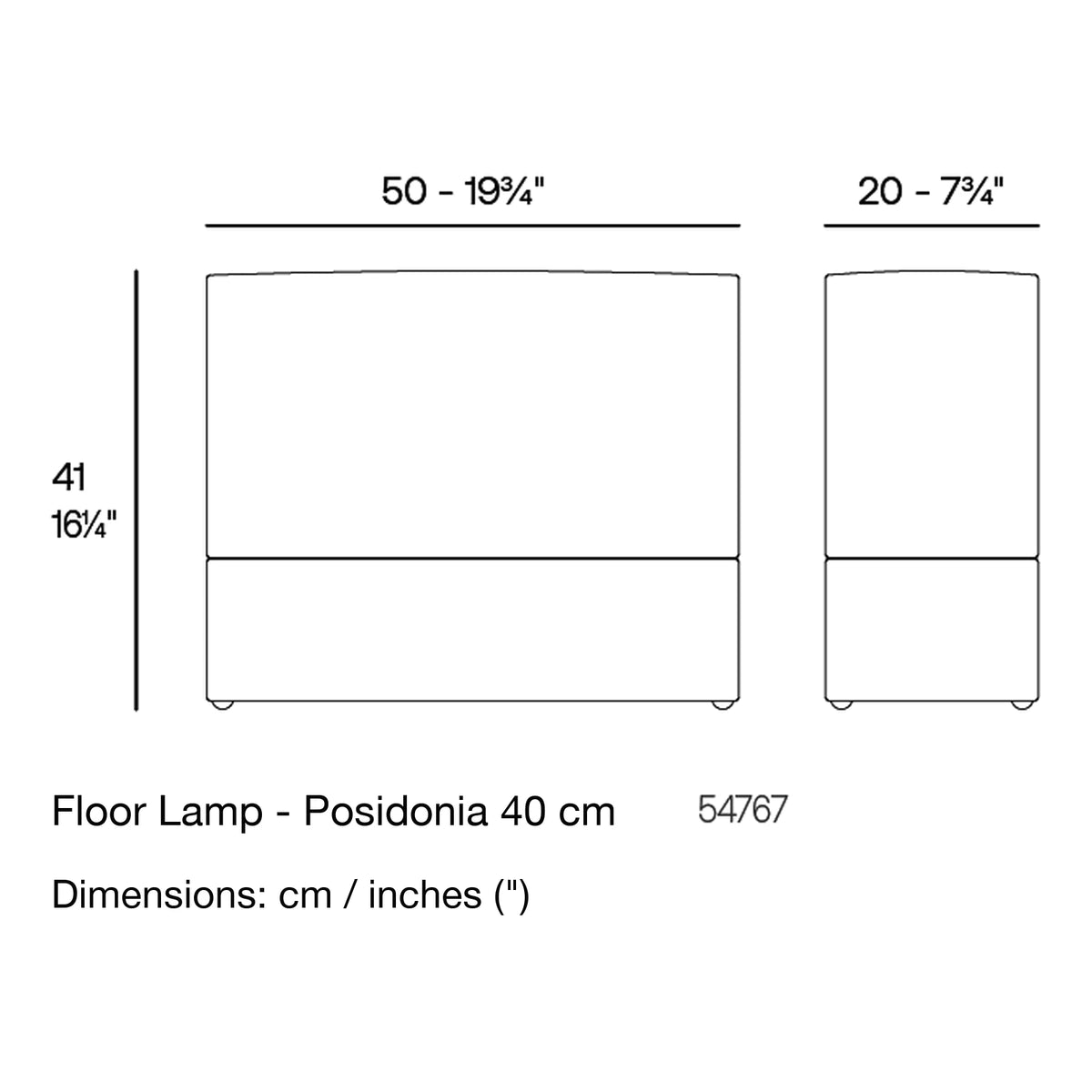 Dimension drawing Floor Lamp - Posidonia 40 cm