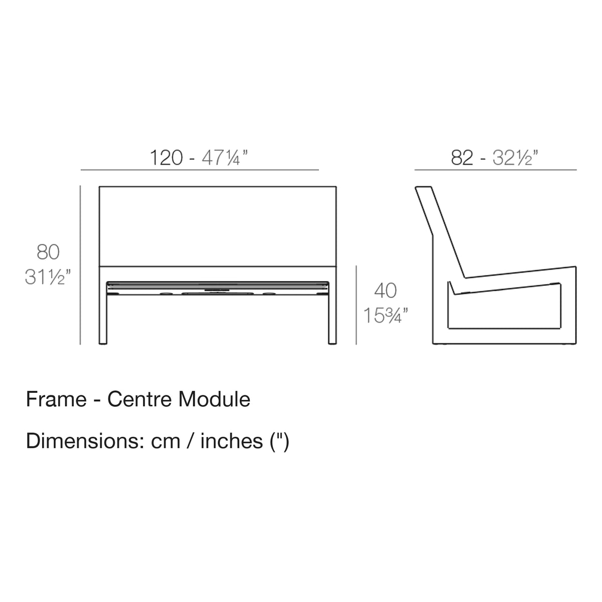Dimension drawing Frame - Centre Module