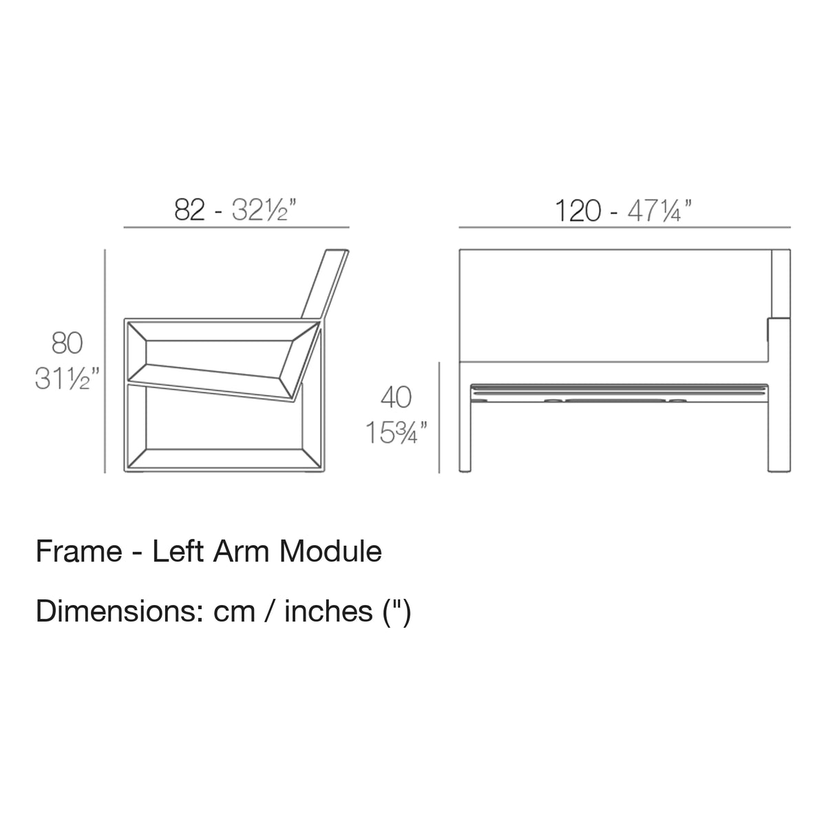 Dimension drawing Frame - Left Arm Module