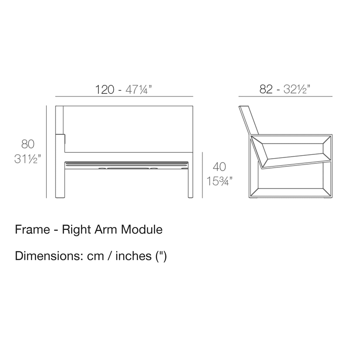 Dimension drawing Frame - Right Arm Module