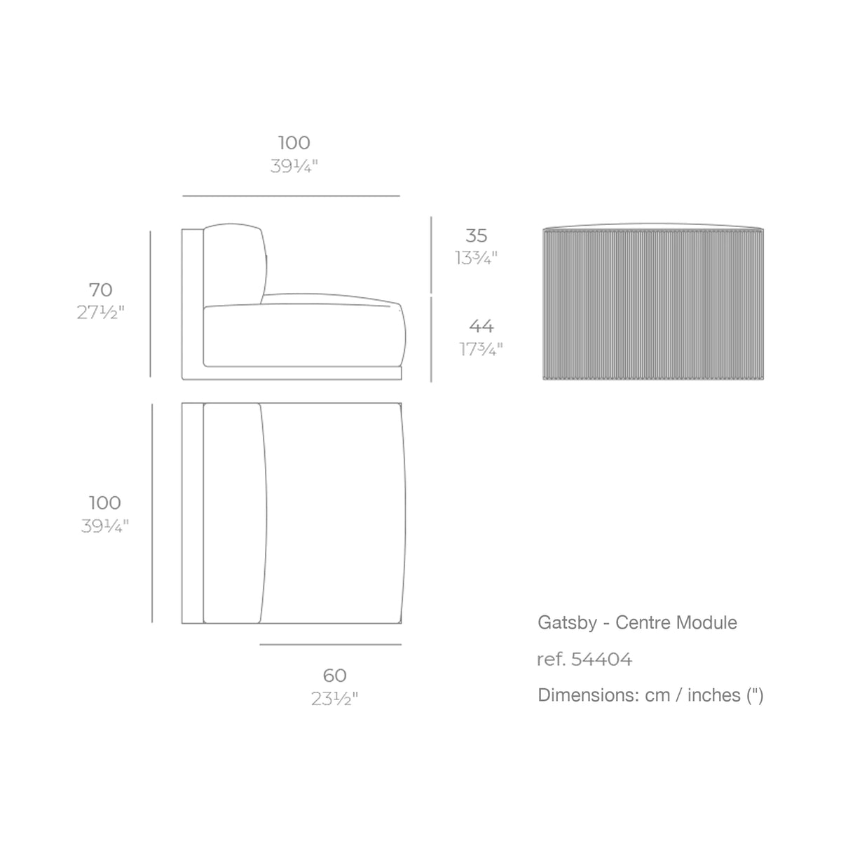 Dimension drawing Gatsby - Centre Module