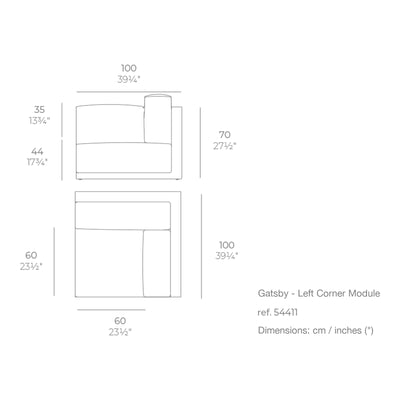 Dimension drawing Gatsby - Left Corner Module