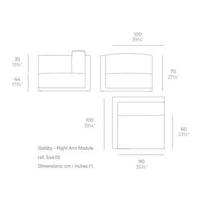 Dimension drawing Gatsby - Right Arm Module