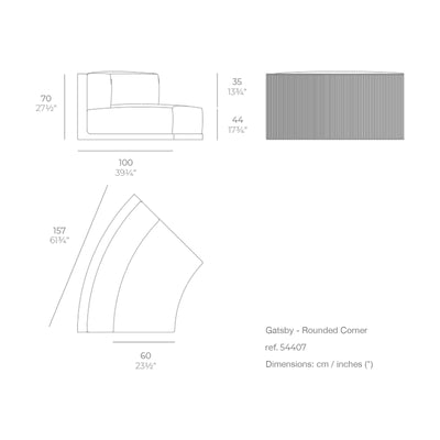 Dimension drawing Gatsby - Rounded Corner