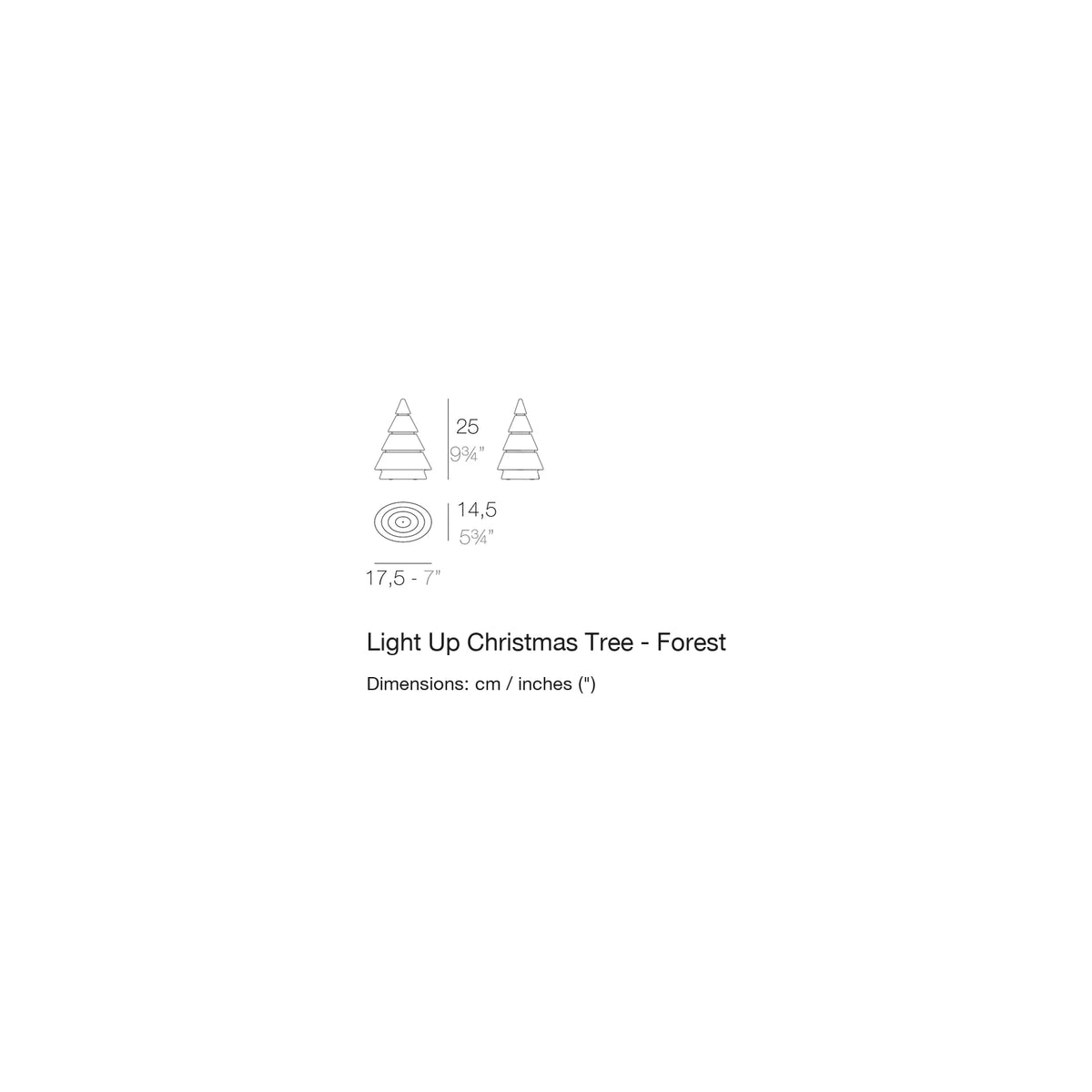 Dimension drawing Light Up Christmas Tree - Forest