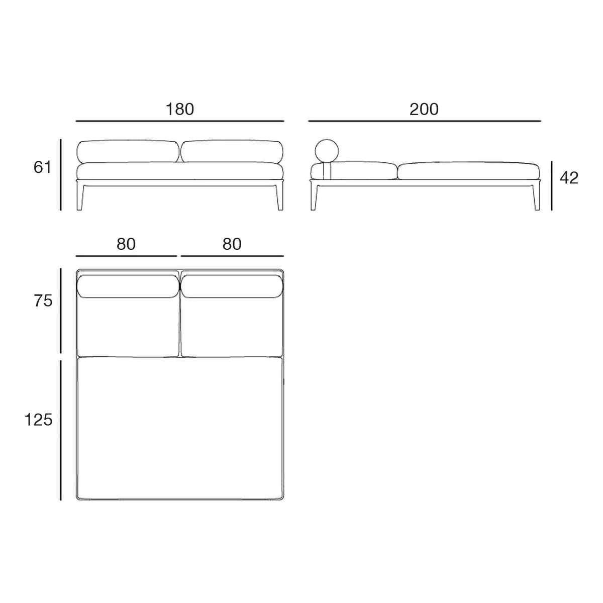 Gartenbett Pasadena Kollektion 2-Sitzer aus Aluminium Vondom - 2