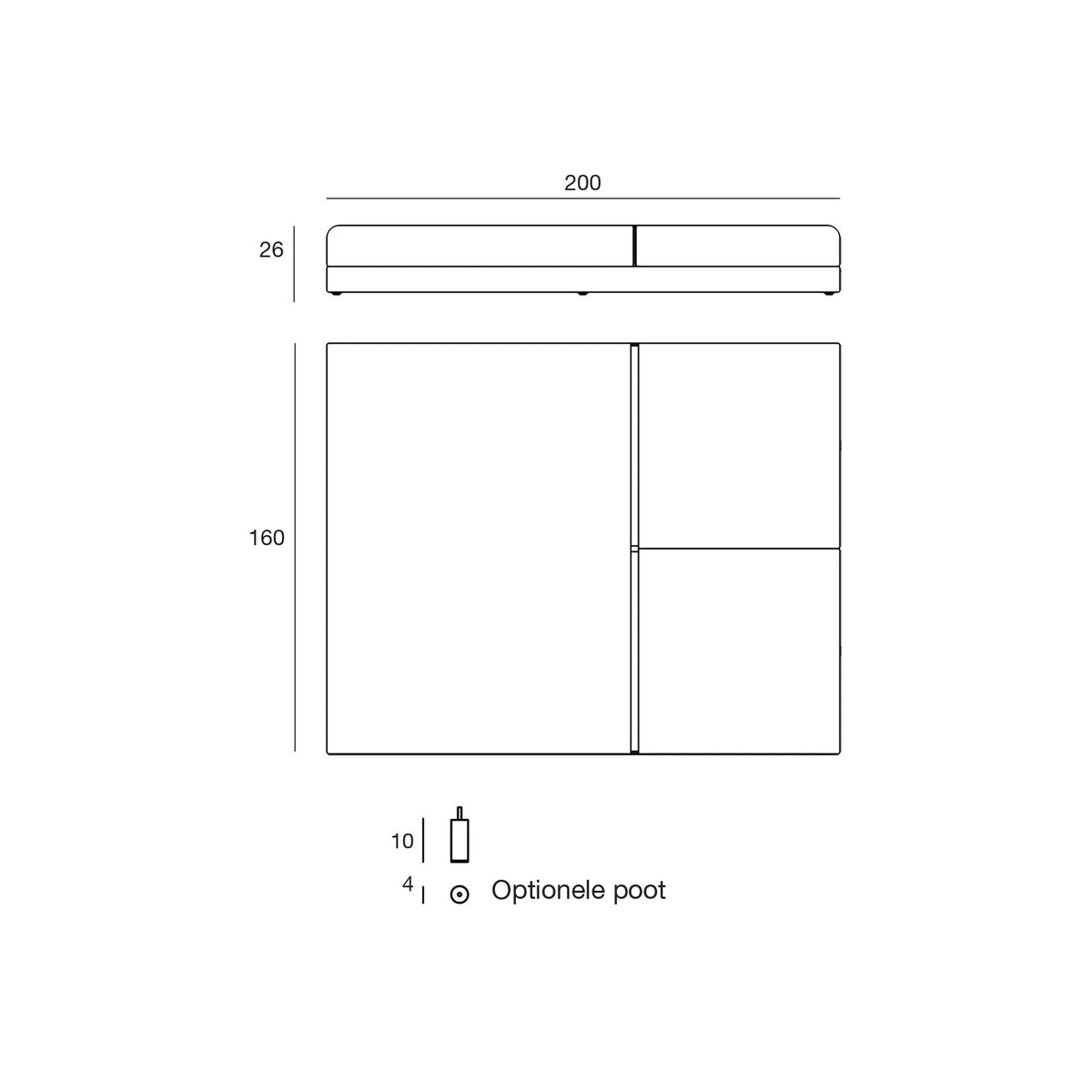 Maattekening Daybed - Pixel
